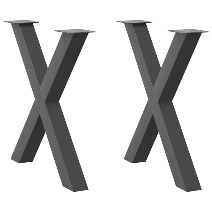 spisebordsben X-formet 2 stk. antracit 80x(72-73) cm stål