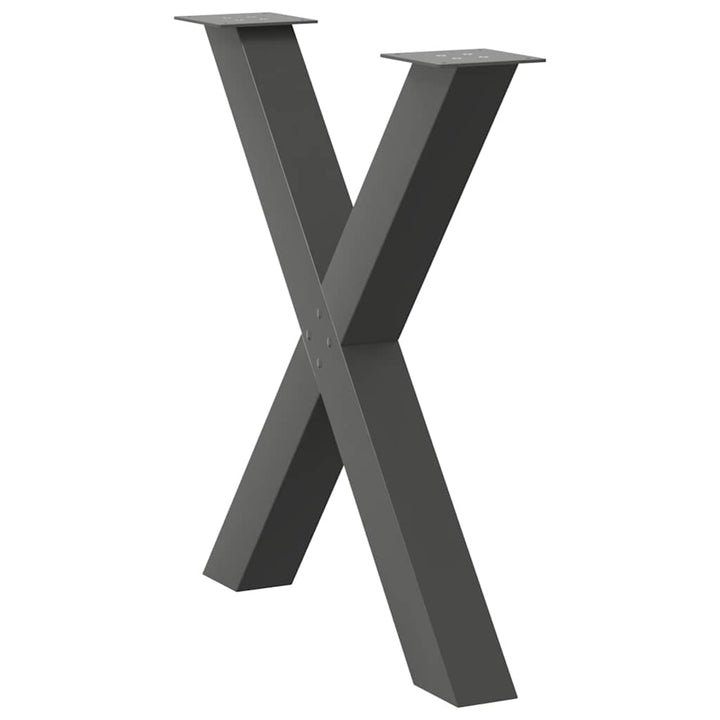 spisebordsben X-formet 2 stk. antracit 80x(72-73) cm stål