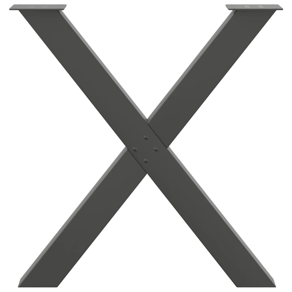 spisebordsben X-formet 2 stk. antracit 80x(72-73) cm stål