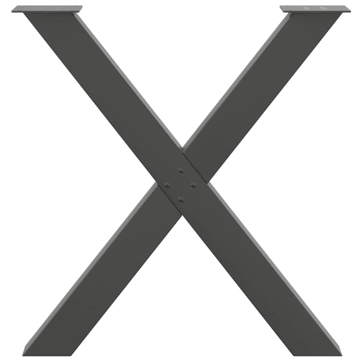 spisebordsben X-formet 2 stk. antracit 80x(72-73) cm stål