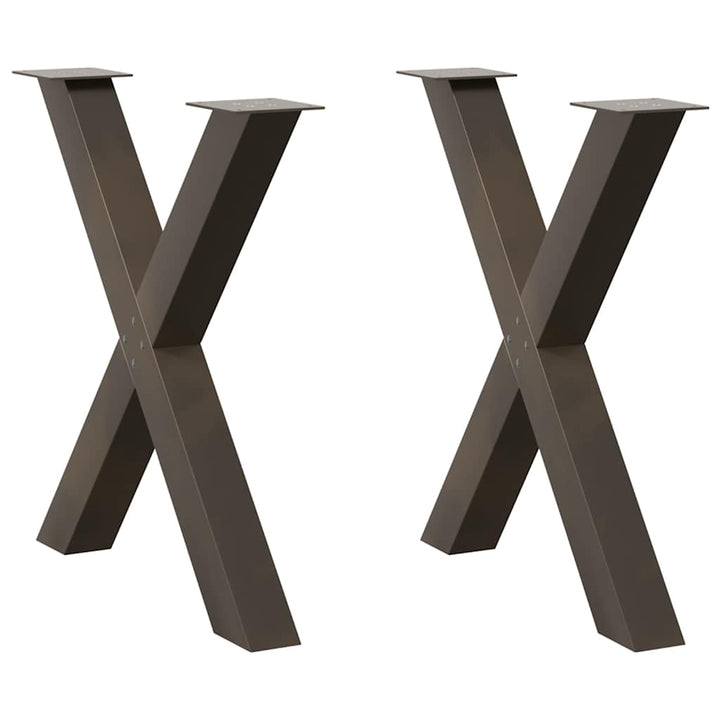 spisebordsben X-formet 2 stk. naturstål 80x(72-73) cm stål