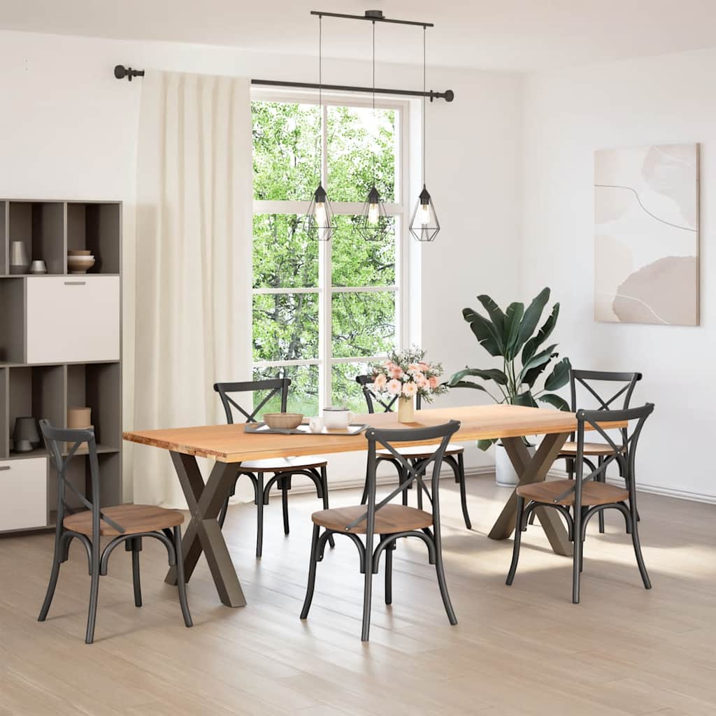 spisebordsben X-formet 2 stk. naturstål 80x(72-73) cm stål