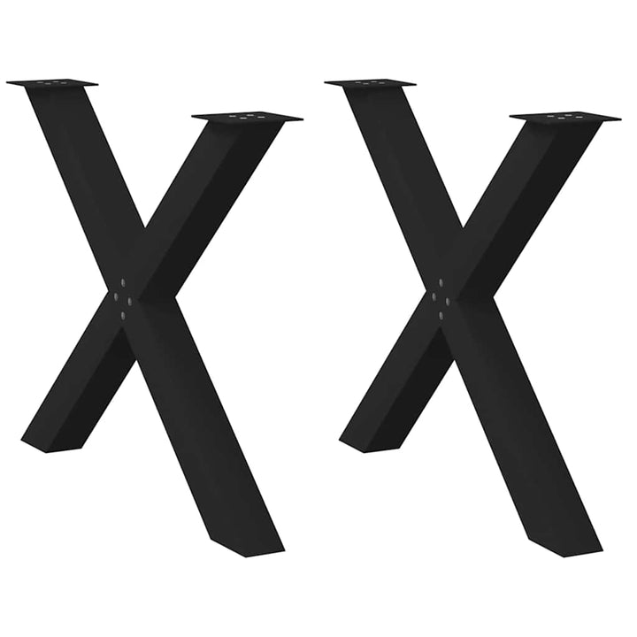 spisebordsben X-formet 2 stk. sort 90 x (72-73) cm stål