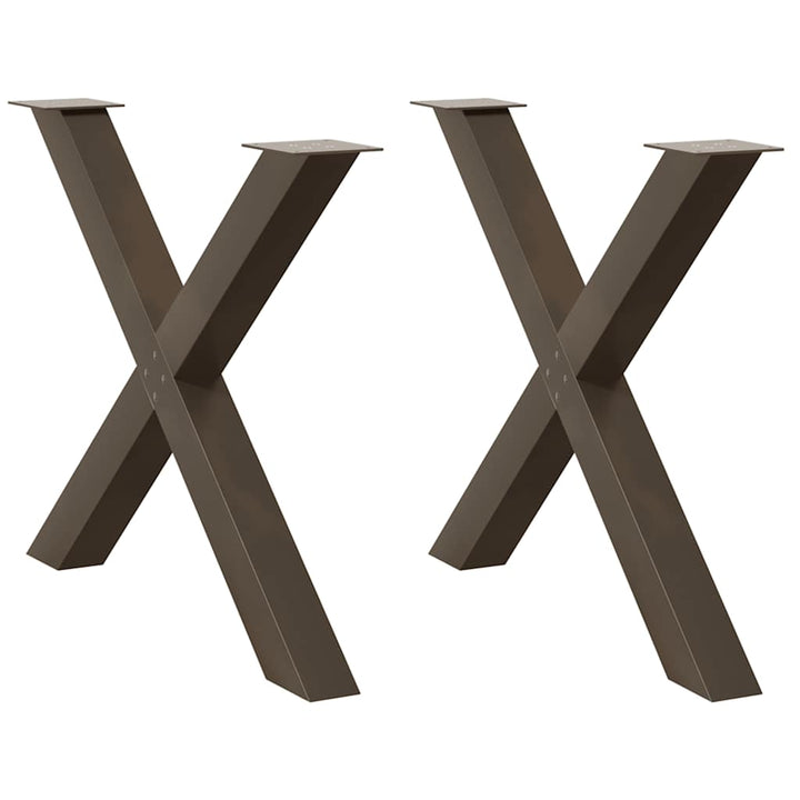 spisebordsben X-formet 2 stk. naturstål 90x(72-73) cm stål