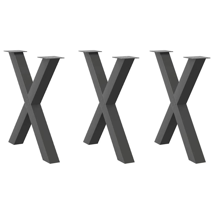 spisebordsben X-formet 3 stk. antracit 70 x (72-73) cm stål