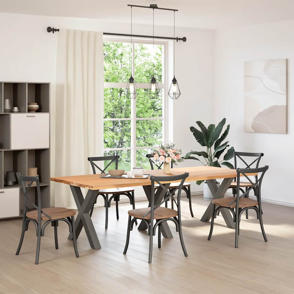 spisebordsben X-formet 3 stk. antracit 70 x (72-73) cm stål