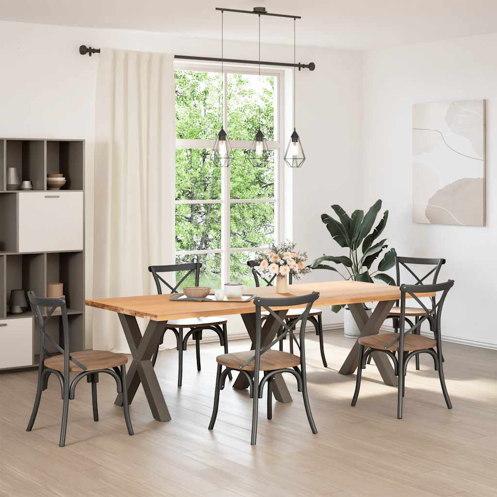 spisebordsben X-formet 3 stk. naturstål 70x(72-73) cm stål