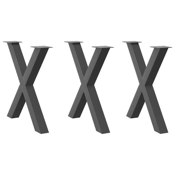 spisebordsben X-formet 3 stk. antracit 80x(72-73) cm stål