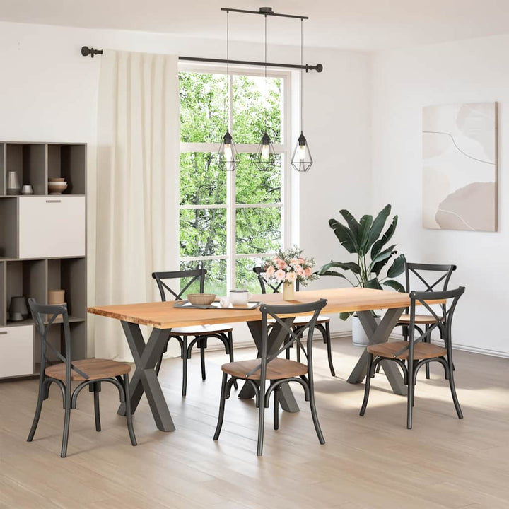 spisebordsben X-formet 3 stk. antracit 80x(72-73) cm stål