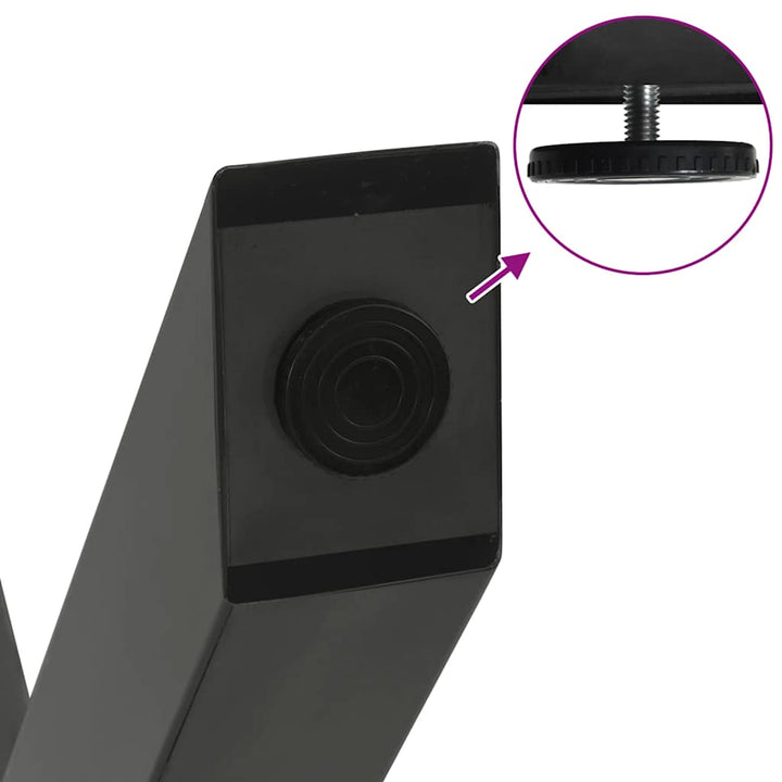 spisebordsben X-formet 3 stk. antracit 80x(72-73) cm stål