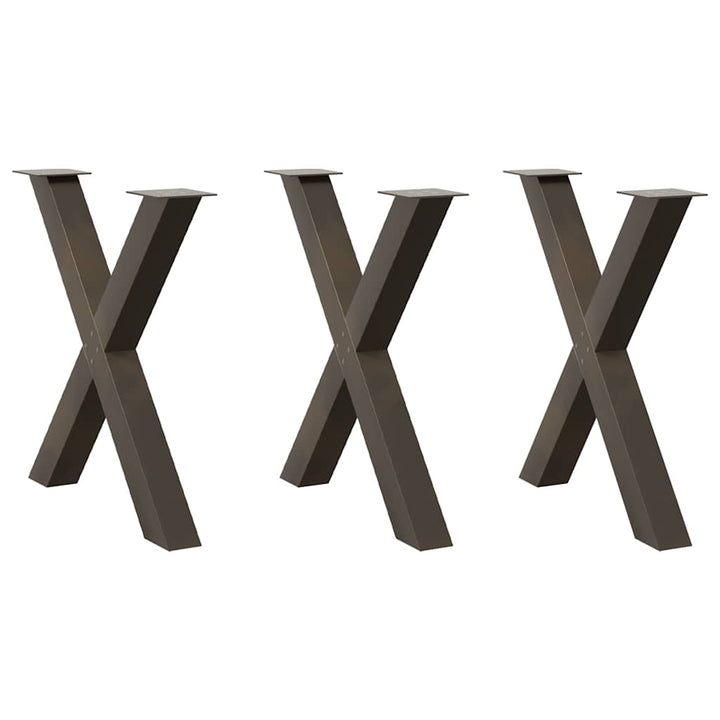 spisebordsben X-formet 3 stk. naturstål 80x(72-73) cm stål