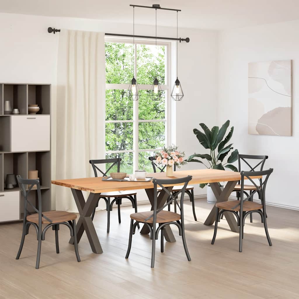 spisebordsben X-formet 3 stk. naturstål 80x(72-73) cm stål