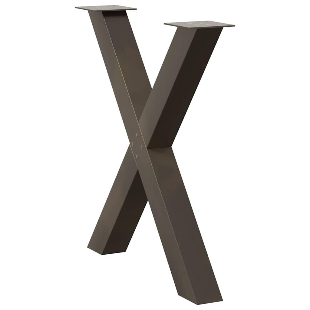 spisebordsben X-formet 3 stk. naturstål 80x(72-73) cm stål