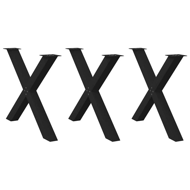 spisebordsben X-formet 3 stk. sort 90 x (72-73) cm stål