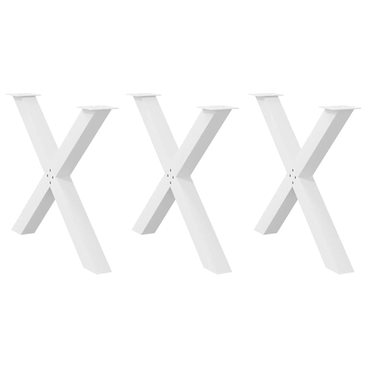 spisebordsben X-formet 3 stk. hvid 90 x (72-73) cm stål