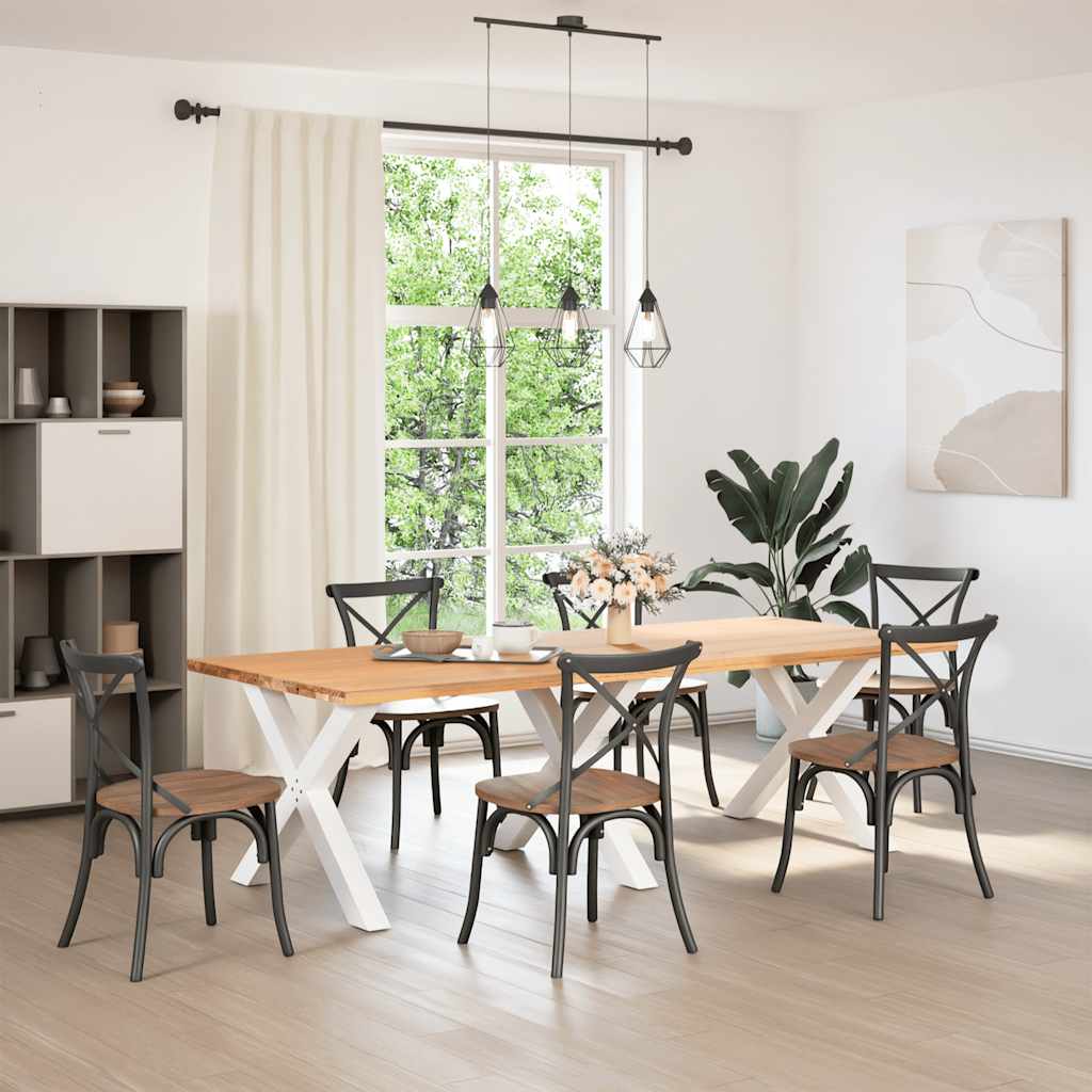 spisebordsben X-formet 3 stk. hvid 90 x (72-73) cm stål