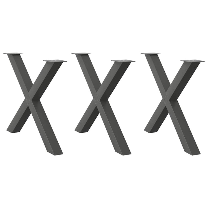 spisebordsben X-formet 3 stk. antracit 90x(72-73) cm stål