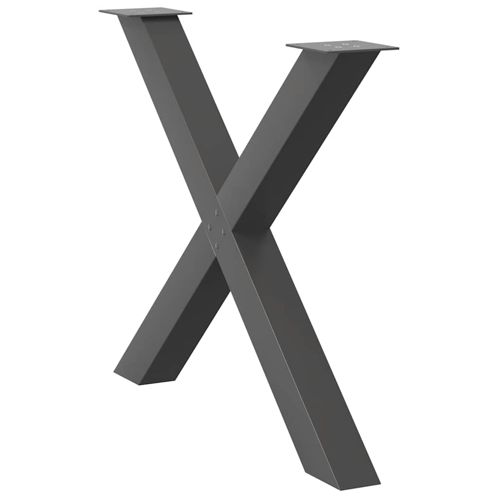 spisebordsben X-formet 3 stk. antracit 90x(72-73) cm stål