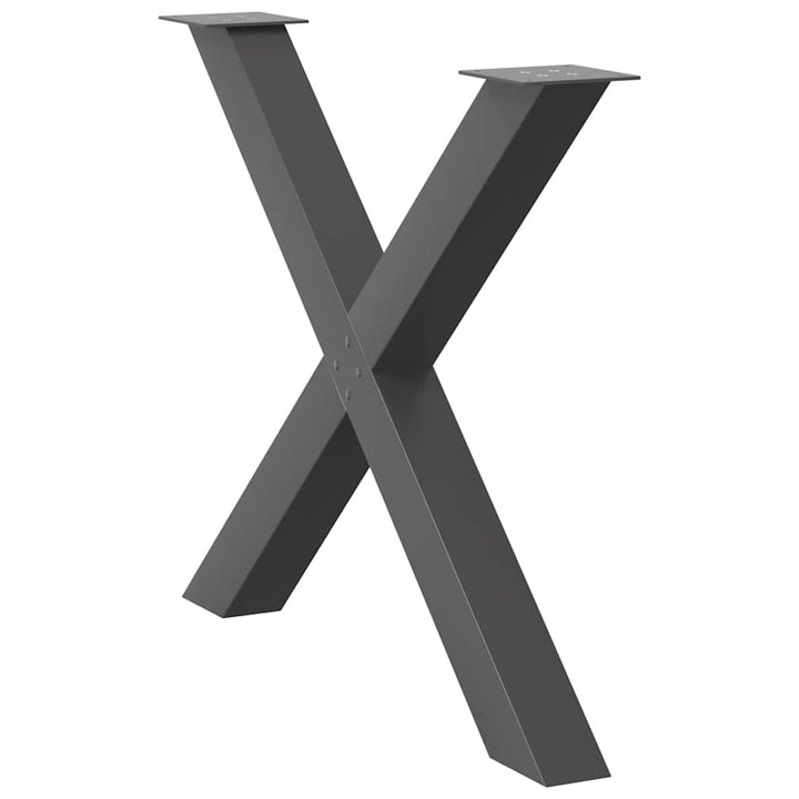 spisebordsben X-formet 3 stk. antracit 90x(72-73) cm stål