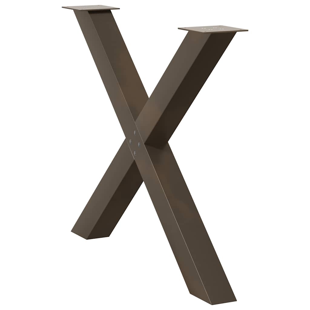 spisebordsben X-formet 3 stk. naturstål 90x(72-73) cm stål