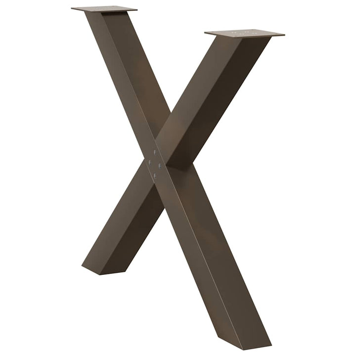 spisebordsben X-formet 3 stk. naturstål 90x(72-73) cm stål