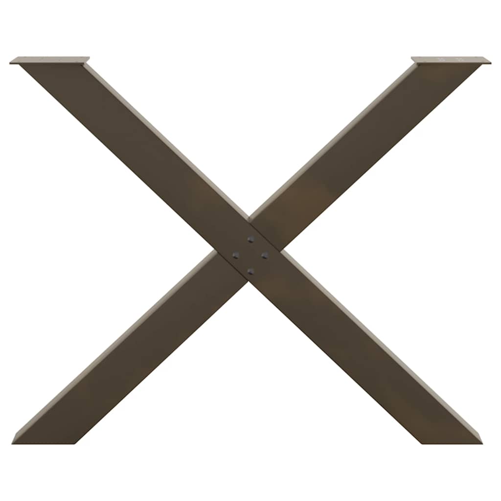 spisebordsben X-formet 3 stk. naturstål 90x(72-73) cm stål