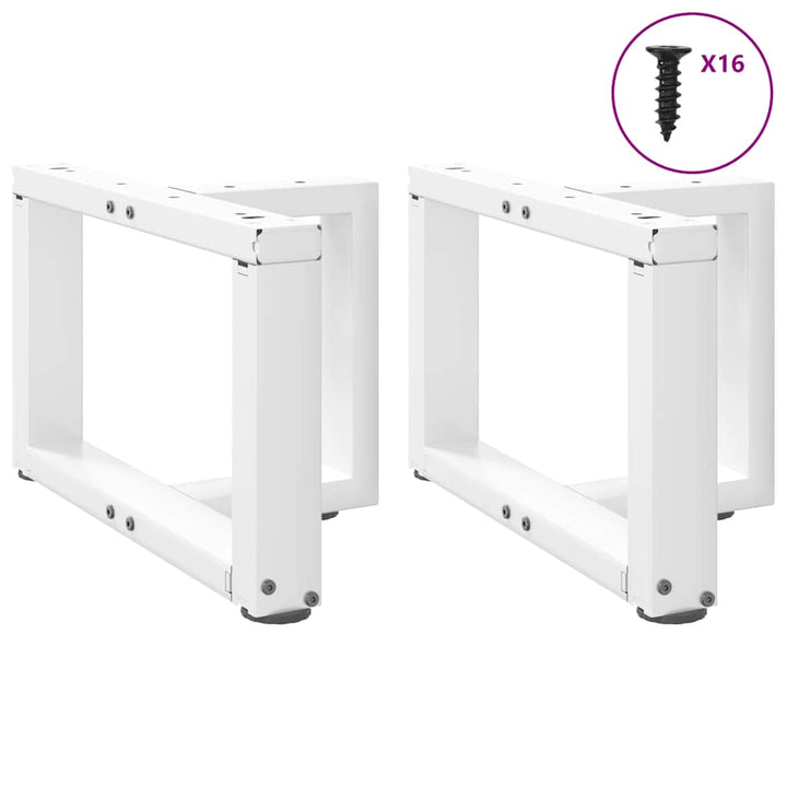 sofabordben T-formet 2 stk 50x25x(30-31) cm stål hvid