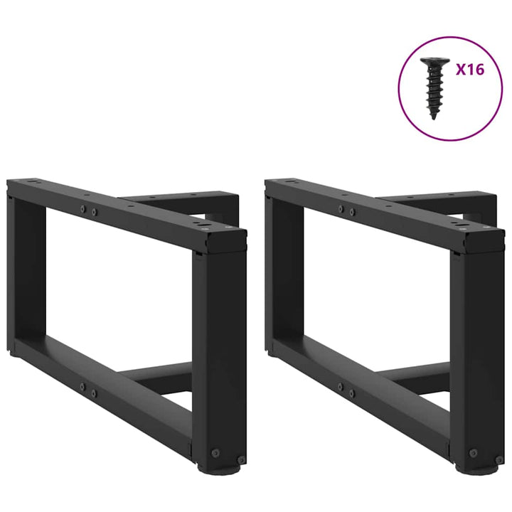 sofabordben T-formet 2 stk 60x25x(30-31) cm stål sort