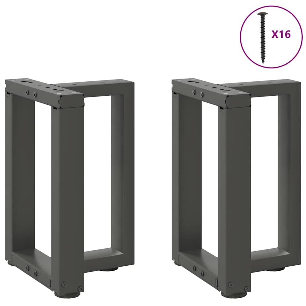 sofabordben T-formet 2 stk 38x25x(42-43) cm stål antracitgrå