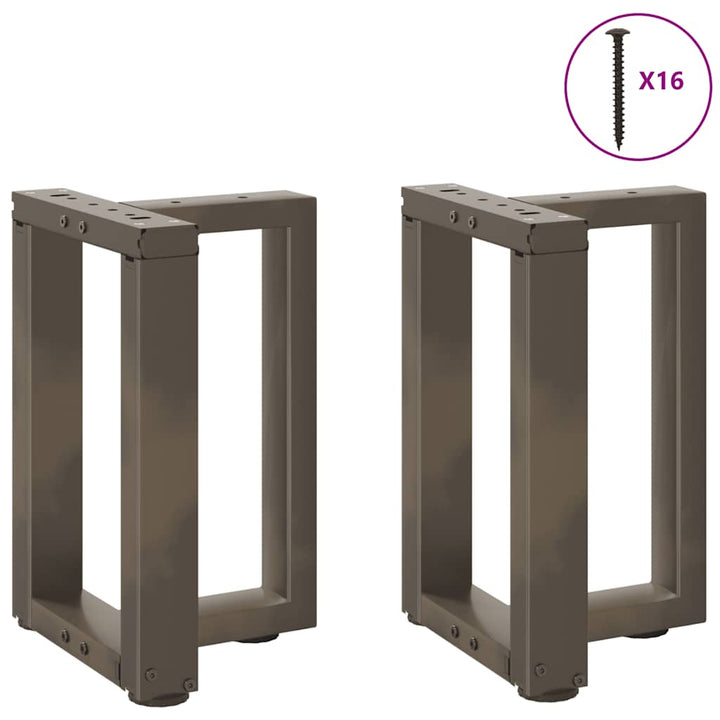 sofabordben T-formet 2 stk. naturstål 38x25x(42-43) cm stål