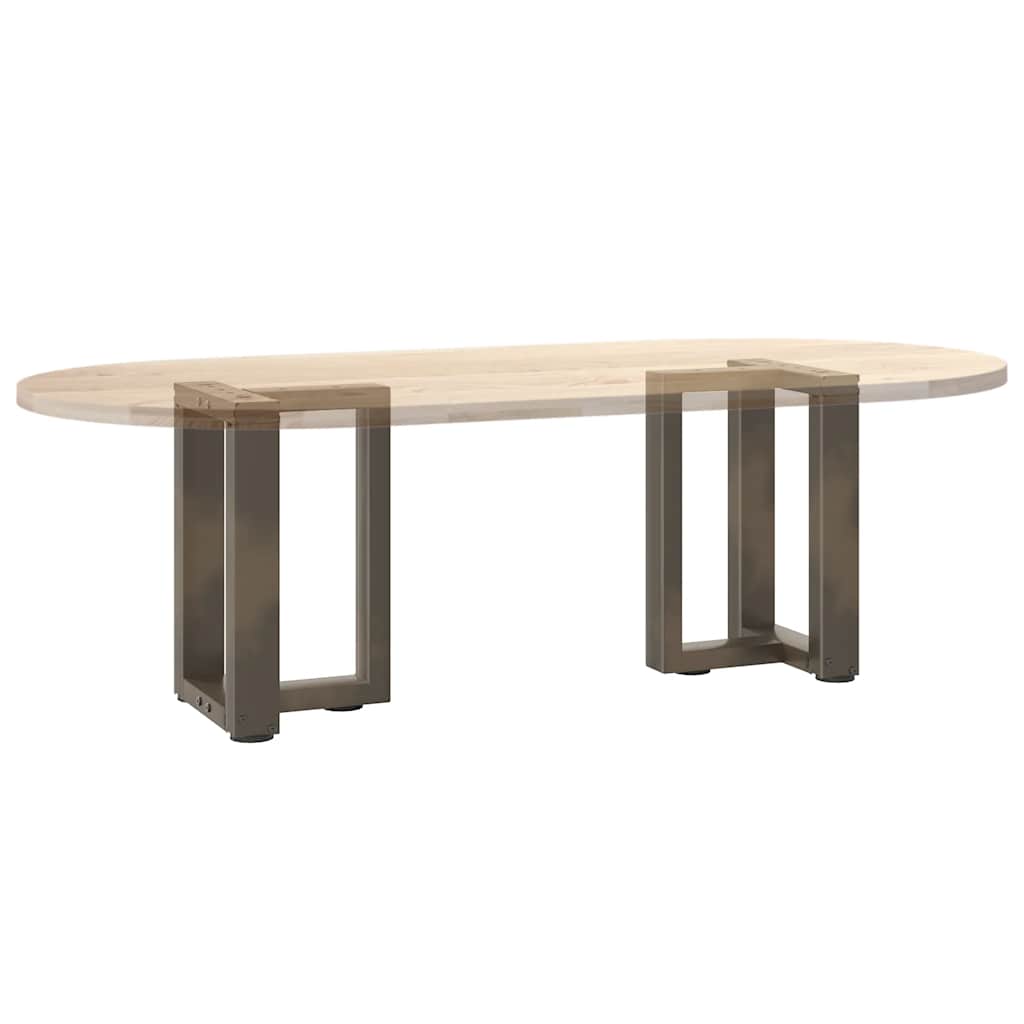 sofabordben T-formet 2 stk. naturstål 38x25x(42-43) cm stål