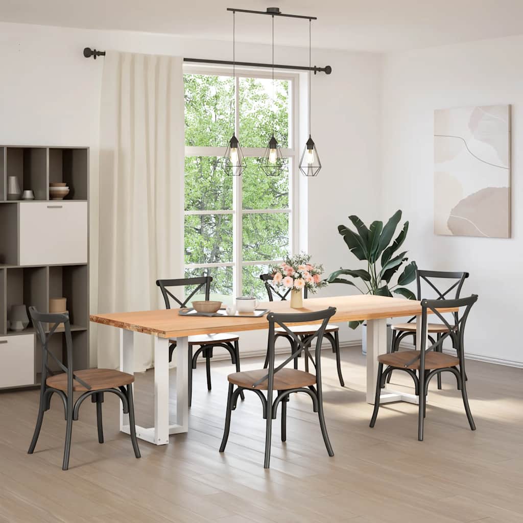 spisebordsben T-formet 2 stk. hvid 50x35x(72-73) cm stål