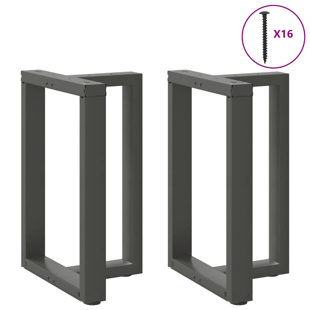 spisebordsben T-formet 2 stk. antracit 50x35x(72-73) cm stål