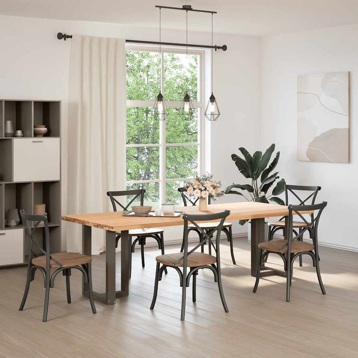 Spisebordsben T-formet 2 stk. naturstål 50x35x(72-73) cm stål