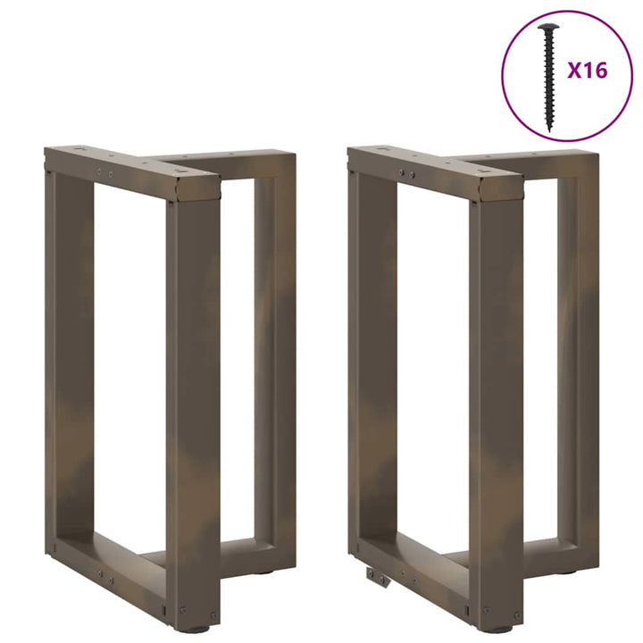 Spisebordsben T-formet 2 stk. naturstål 50x35x(72-73) cm stål