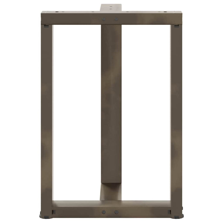 Spisebordsben T-formet 2 stk. naturstål 50x35x(72-73) cm stål