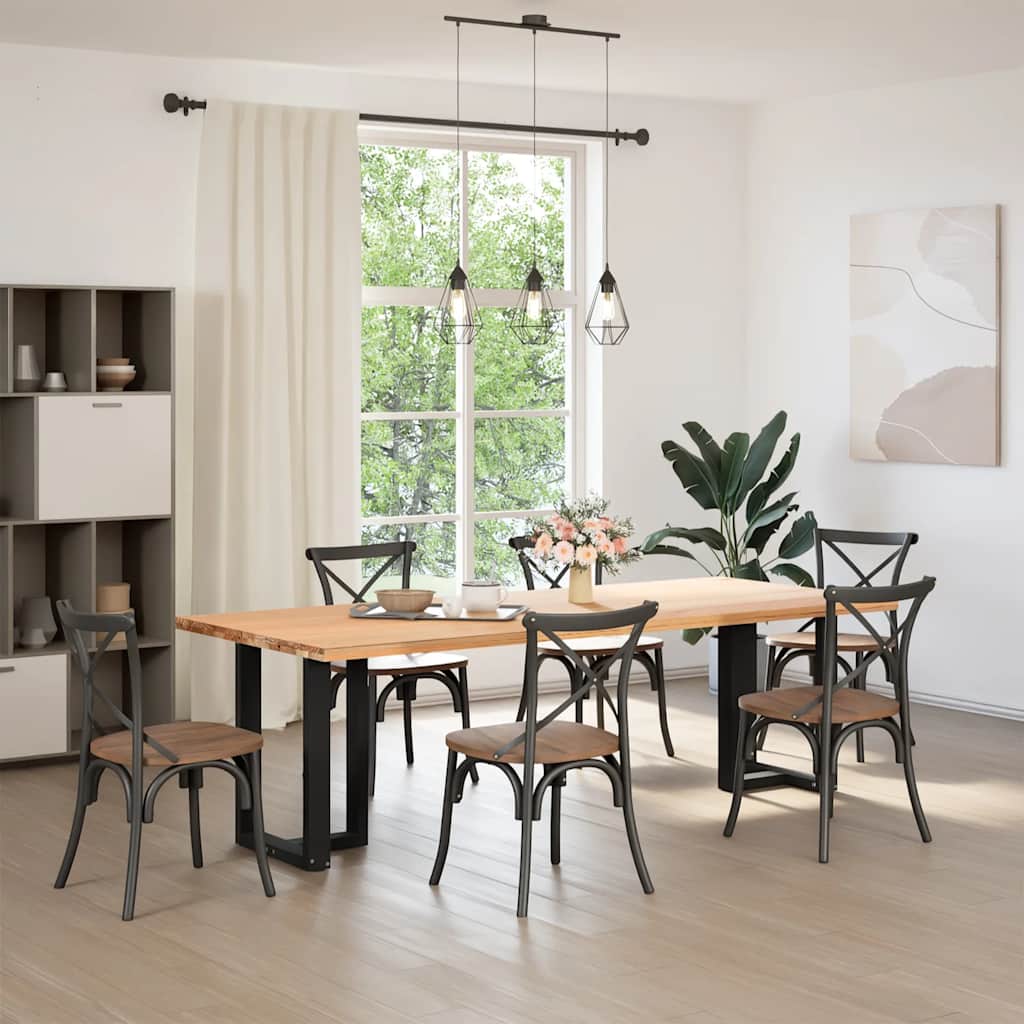 spisebordsben T-formet 2 stk. sort 60x35x(72-73) cm stål
