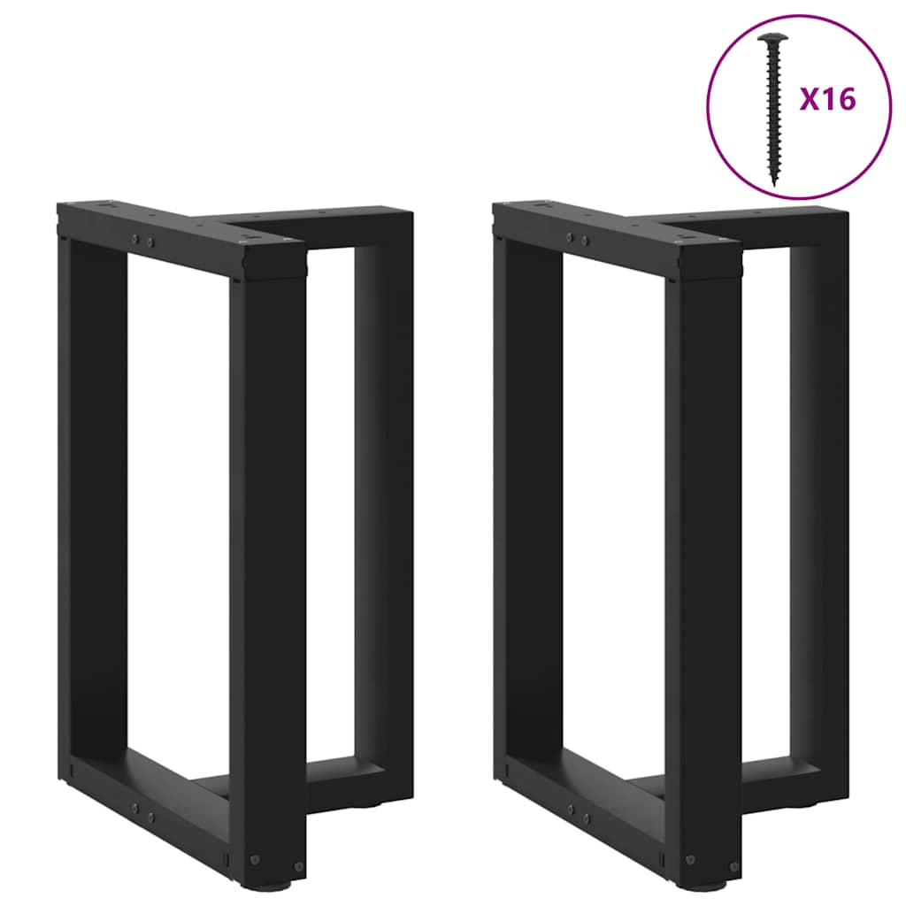 spisebordsben T-formet 2 stk. sort 60x35x(72-73) cm stål