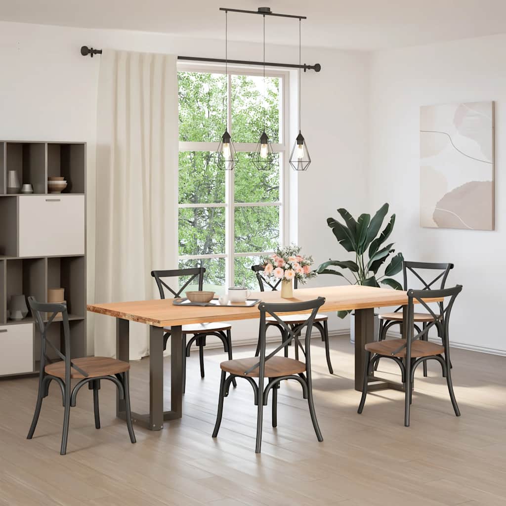 spisebordsben T-formet 2 stk. sort 60x35x(72-73) cm stål