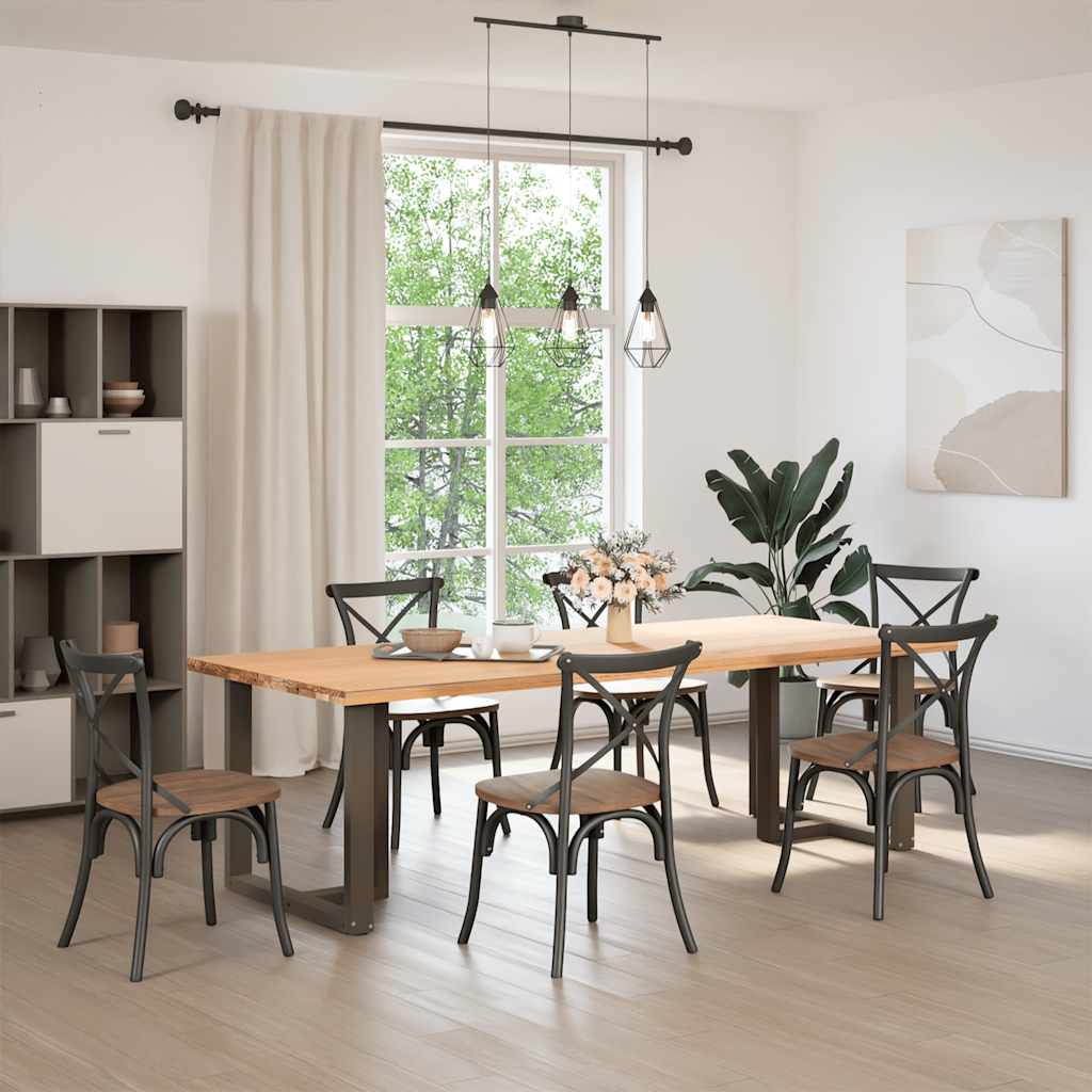 spisebordsben T-formet 2 stk. sort 70x35x(72-73) cm stål