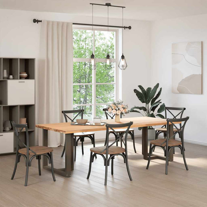spisebordsben T-formet 2 stk. sort 70x35x(72-73) cm stål