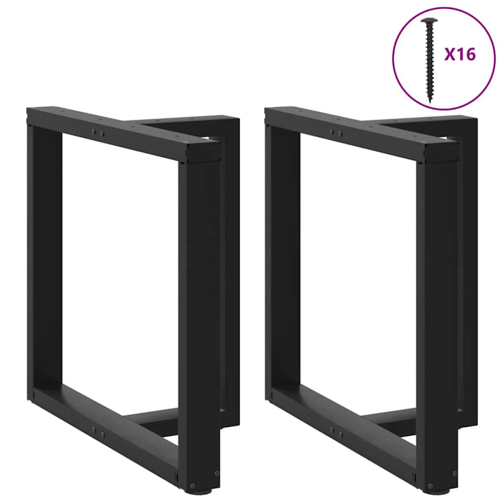 spisebordsben T-formet 2 stk. sort 80x35x(72-73) cm stål
