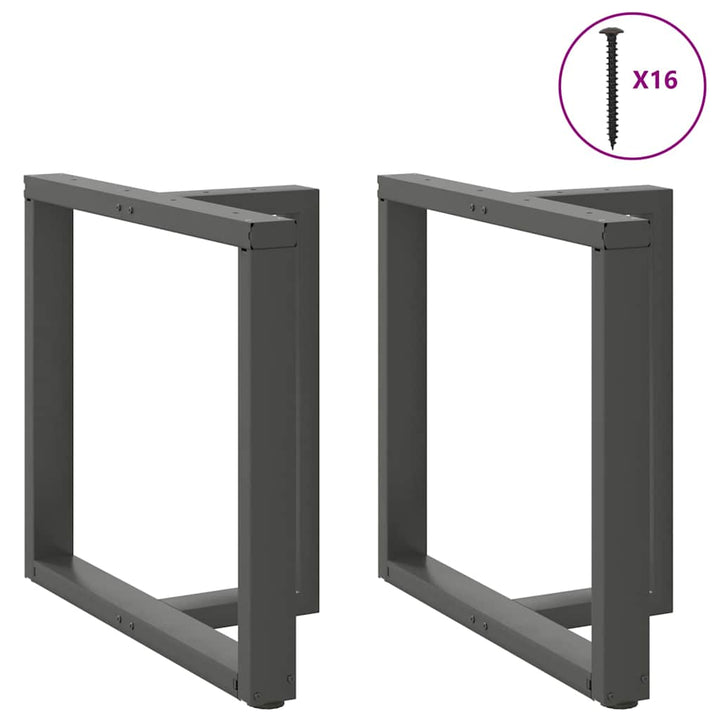 spisebordsben T-formet 2 stk. antracit 80x35x(72-73) cm stål