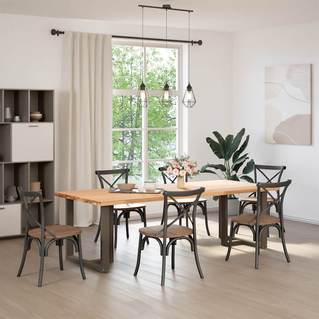 spisebordsben T-formet 2 stk. sort 80x35x(72-73) cm stål
