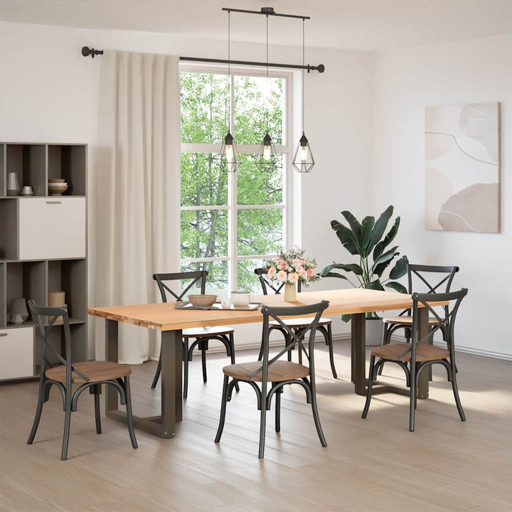 spisebordsben T-formet 2 stk. sort 80x35x(72-73) cm stål