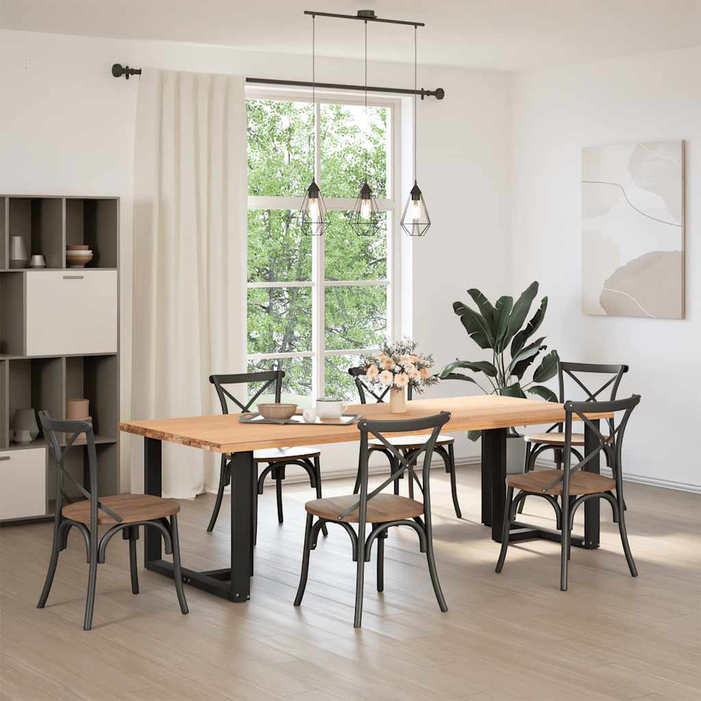 spisebordsben T-formet 2 stk. sort 90x35x(72-73) cm stål