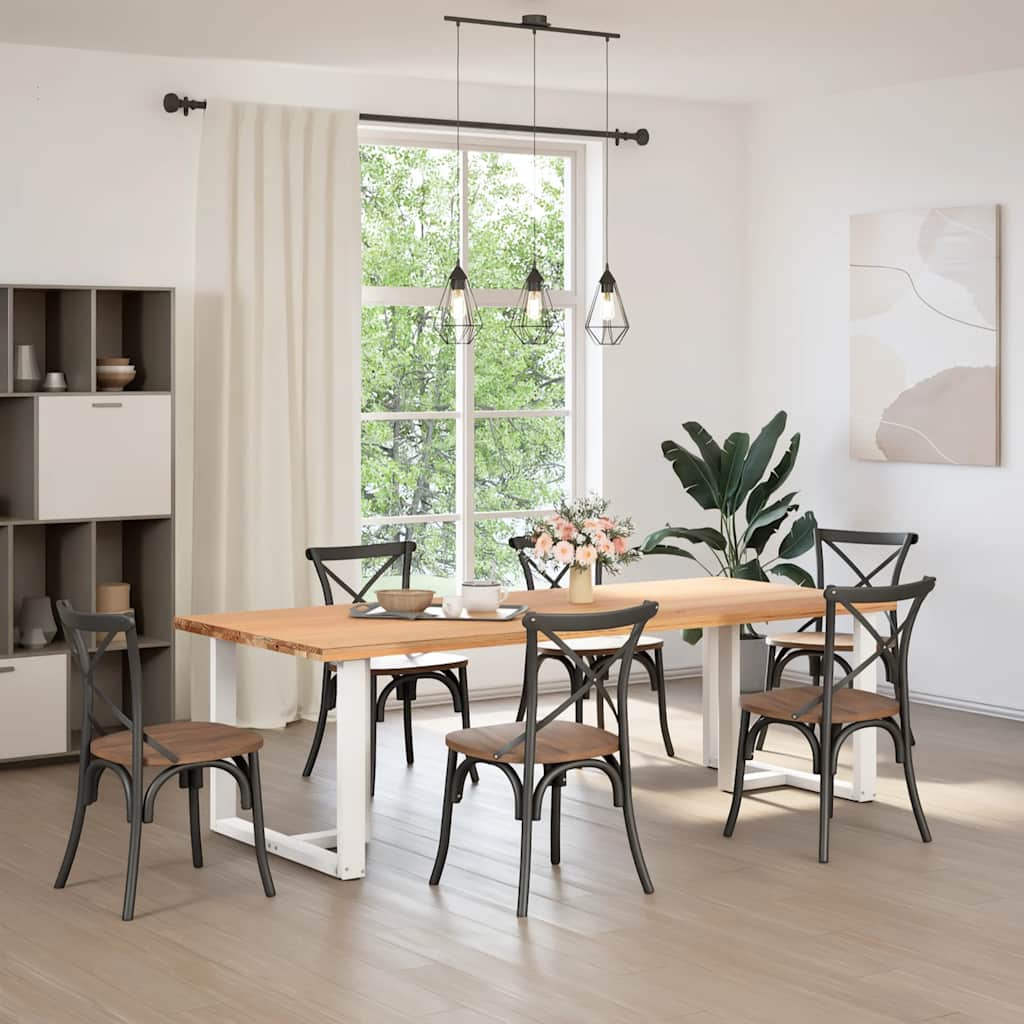 spisebordsben T-formet 2 stk. hvid 90x35x(72-73) cm stål