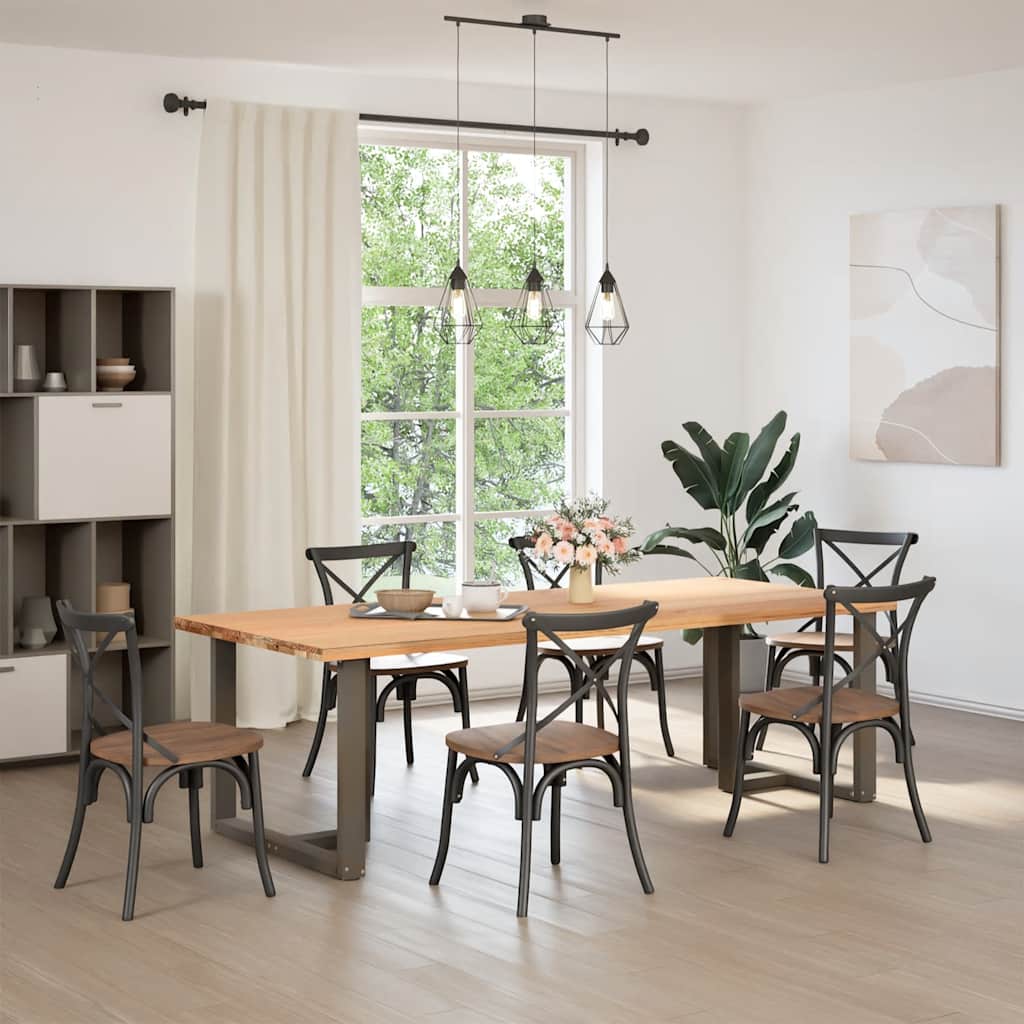 spisebordsben T-formet 2 stk. sort 90x35x(72-73) cm stål