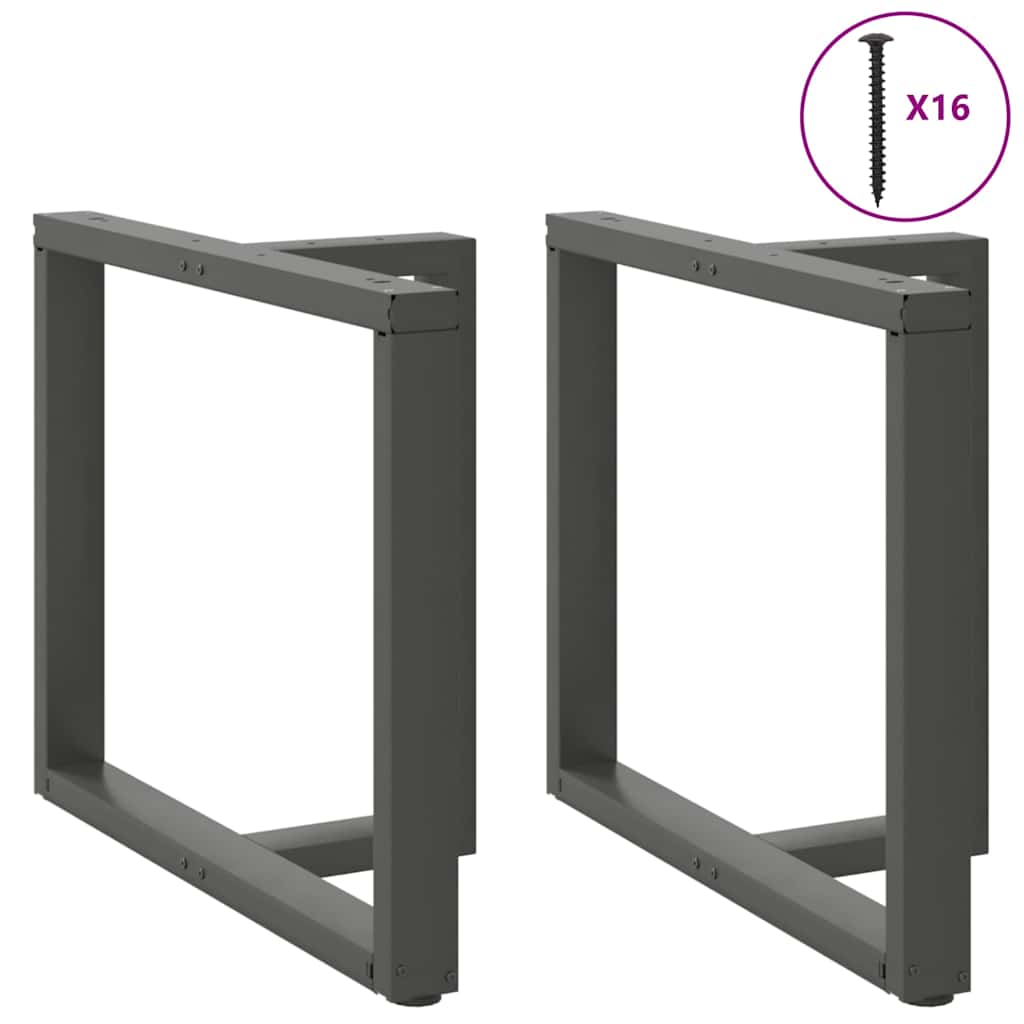 spisebordsben T-formet 2 stk. antracit 100x35x(72-73) cm stål