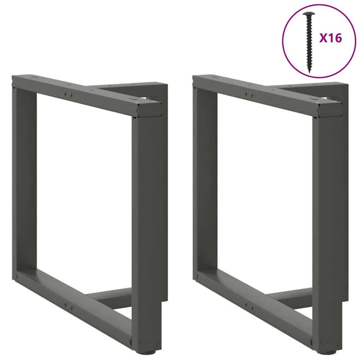 spisebordsben T-formet 2 stk. antracit 100x35x(72-73) cm stål